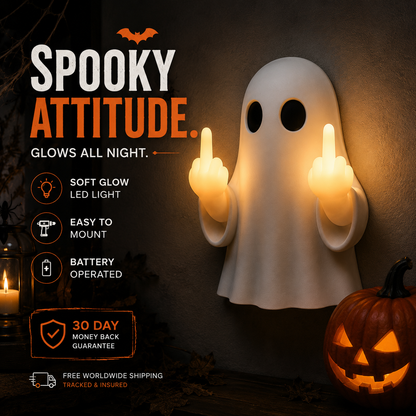 Ghosted Glow Halloween ghost night light with glowing hands, spooky attitude